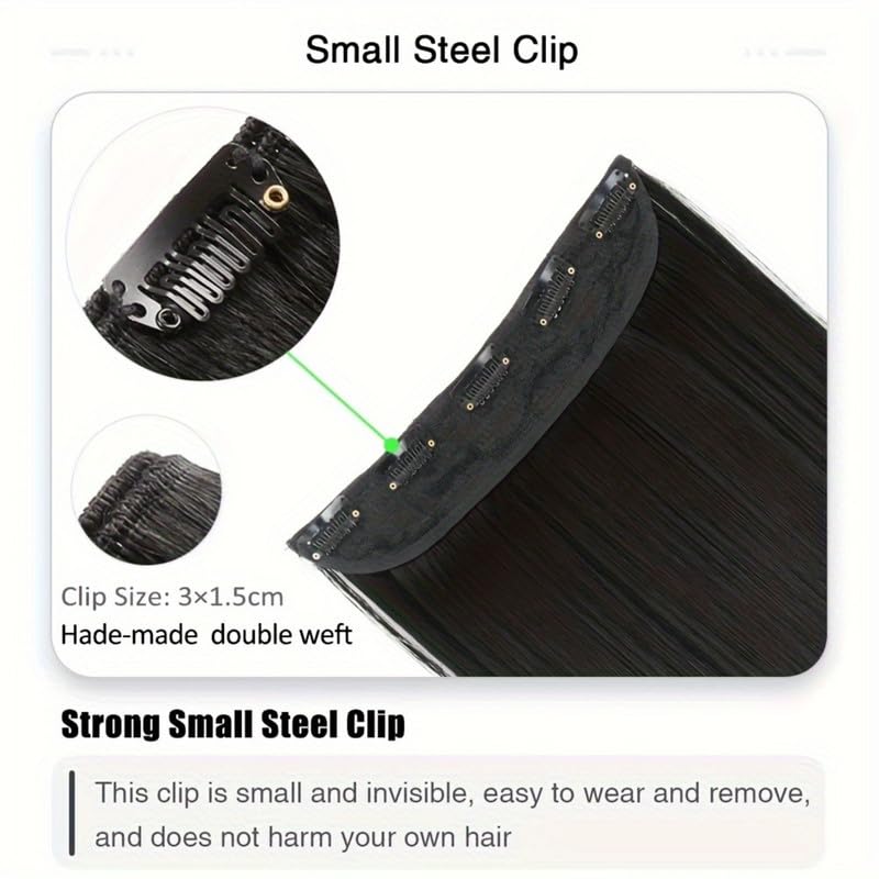 Image of 24 inch Heat Resistant Clip In Synthetic Straight Hair Extensions - Synthetic Hair Extension /Ponytail Long Braided Ponytail With Elastic Hair Ties Synthetic Hair Extensions (Style 12)