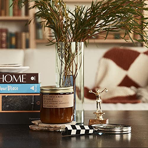 P.f. Candle Co. Amber & Moss Classic Large Scented Soy Wax Candle (12.5 Oz) 60-70 Hour Burn Time, Cotton Wick, Amber Glass Jar #TOP1