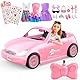 HappyGoLucky Ferngesteuertes Auto für Mädchen ab 3 4 5 6 7 8 Jahre – RC Spielzeug mit Puppen & 3 Outfits, 12 Zubehörteilen + Einhorn & Herz Aufkleber zum DIY Mädchen 3-12 Jahre