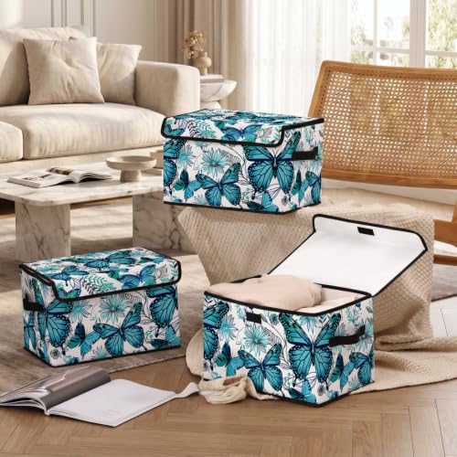 Image of Stackable Clothes Storage Bins with Lids 3 Pack | Closet Organizers, Fabric Box, For Blanket Clothes, Under Bed Storage Containers