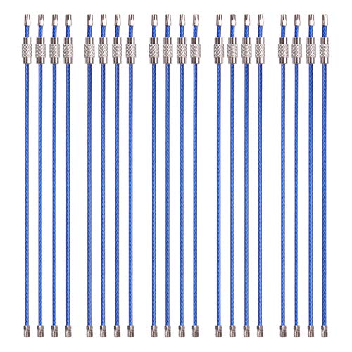 Schlüsselanhänger aus farbigem Nylon-beschichtetem Edelstahl, 16,3 cm (6,3 Zoll) Flugzeug-Schlüsselanhänger-Schlaufen zum Aufhängen von Gepäckanhängern oder ID-Tags., Blau Cover