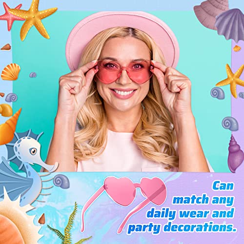 RTBOFY 2 Pack Red and Green Heart Sunglasses, Heart Shaped Sunglasses with Transparent Candy Color for Christmas Party Favor… - Thumbnail 4