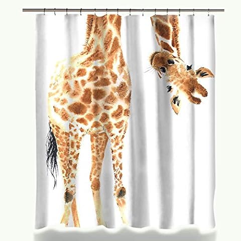 Funny Cartoon Giraffe Waterproof Shower Curtain Cover