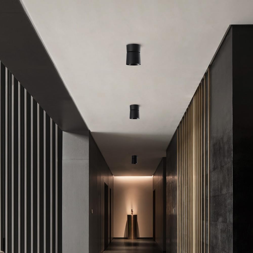 Led Ceiling Spotlight Adjustable Accent Spot Lighting Fixture Directional Spot Lights 90°+360° Rotation Ceiling Downlights for Living Room Bedroom Hallway Wall Swivel Lamp/Svart4000K