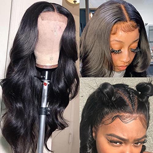 24 Inch Lace Front Wigs Human Hair Body Wave 4x4 Lace Closure Wavy Human Hair Wig Pre Plucked Hairline With Baby Hair Medium Brown Swiss Lace Wig