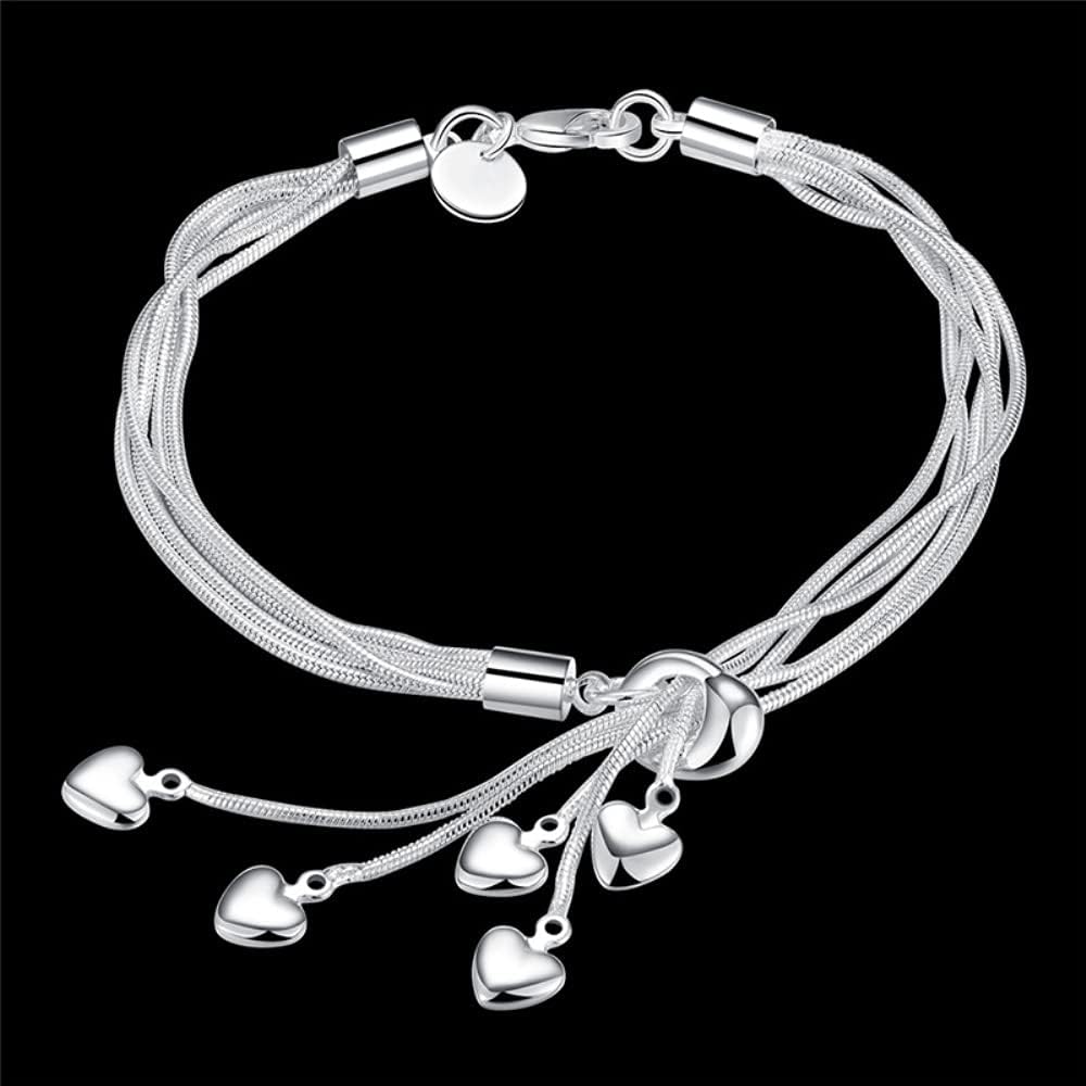 Pulsera y brazalete con dije de corazón y borlas multicapa para mujer