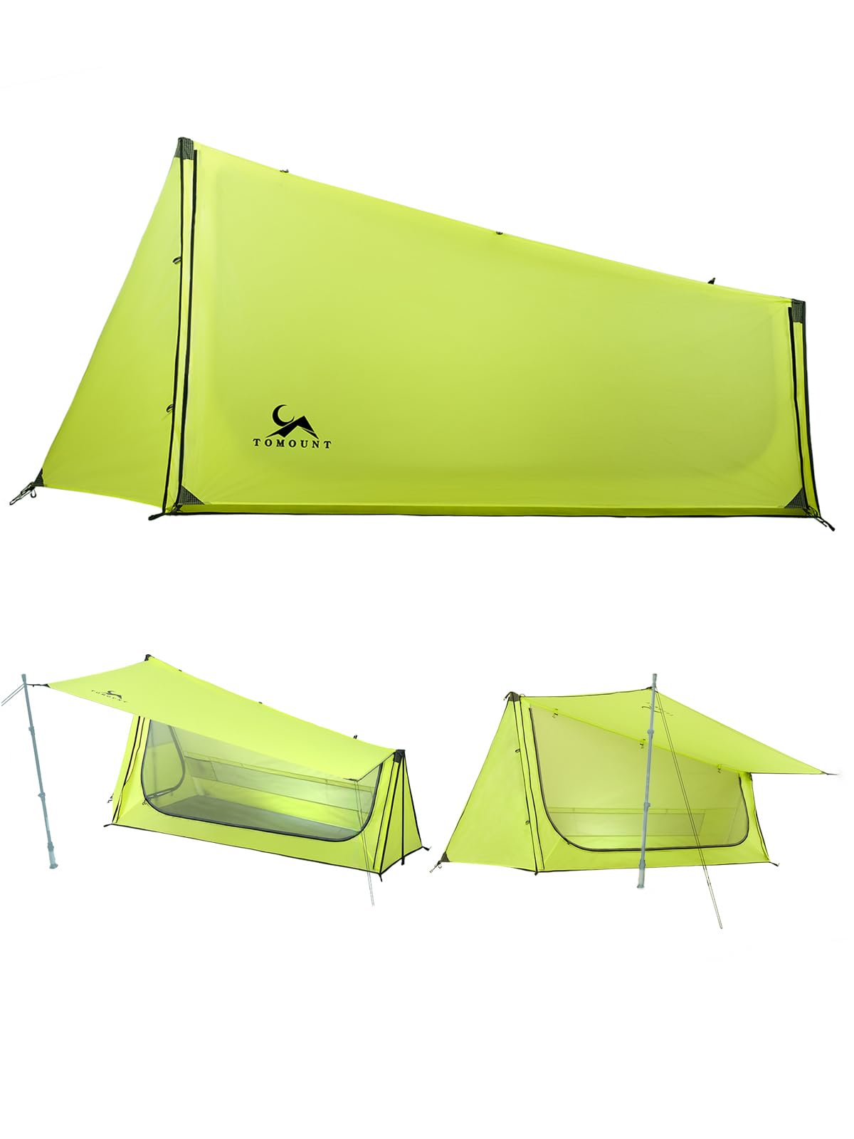 TOMOUNT Ultraleichte Nylon Trekking Shelter EIN-Mann Zelt Kleine Packungsgröße Zeltbahn, 4 Saison Wasserdicht & Winddicht Kompakt Trekkingzelt für Hiking, Wandern, Camping, Outdoor