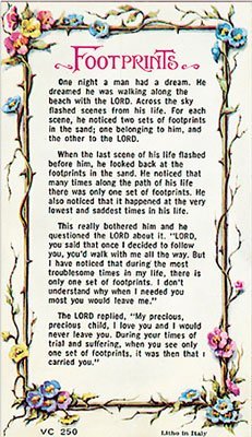 FOOTPRINTS in the SAND Verse Prayer Card in