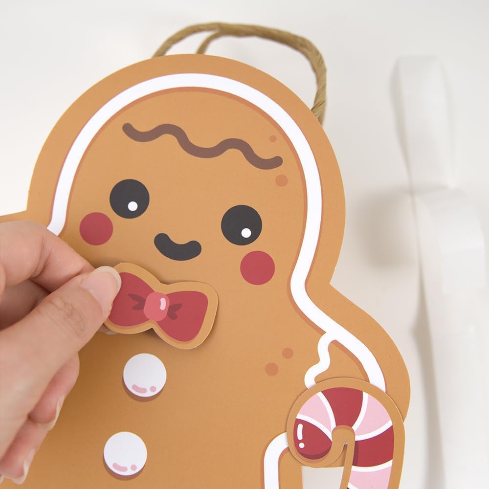 Cheerland Christmas Party Favor Gingerbread Man Gift Bags With Cutomizable Stickers for Goodie Bags Cute Gingerbread Birthday Party Decorations Gingy Cookies Winter Holiday Pastel (Pack of 8) image 5