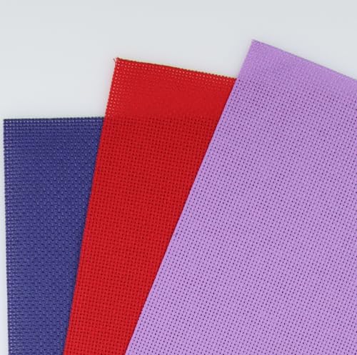 Image of KCS 3 pc of 15 inch x 18 inch(38cmx45cm) Counted Cross Stitch Cotton Aida Cloth Needlework Rolled Fabric Box,18CT,Lavender+Royal Blue+Red