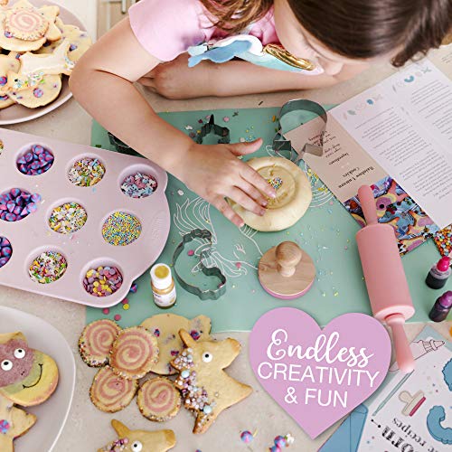 Kids Cookie Baking Set For Girls - Incl. Unicorn Apron, Cookie Cutters, Complete Cooking Kit With 14 Pieces - Great For Kitchen Dress Up And Gifts For Girls Age 4-12 #TOP4
