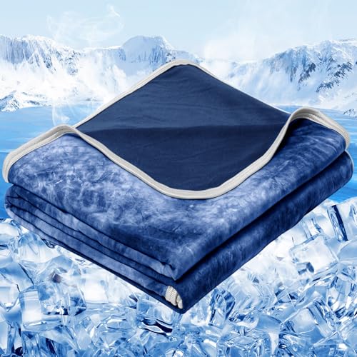Image of inhand Cooling Blanket Twin (60 inchx80 inch), College Dorm Essentials for Girls Guys, Absorbs Heat to Keep Cool for Summer Nights Sweats, Thin Cold Lightweight College Bedding Twin Size Bed, Navy