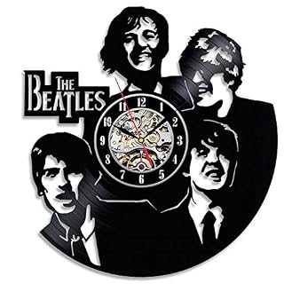 AGlitw Unique l’horloge Murale Beatles Faite avec Disque Vinyle - Les Beatles, Paul McCartney, John Lennon, RIngo Starr, George Harrison