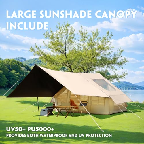 YOLENY Inflatable Tent for Camping, 4-6 Person Instant Glamping Camping Tents with Large TPU Skylight and Rainproof Canopy, Easy Setup Waterproof Camping Tent for All Seasons Included Hand Pump