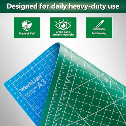 WORKLION 12" x 18" Art Self Healing PVC Cutting Mat, Double Sided, Gridded Rotary Cutting Board for Craft, Fabric, Quilting, Sewing, Scrapbooking Project - 1