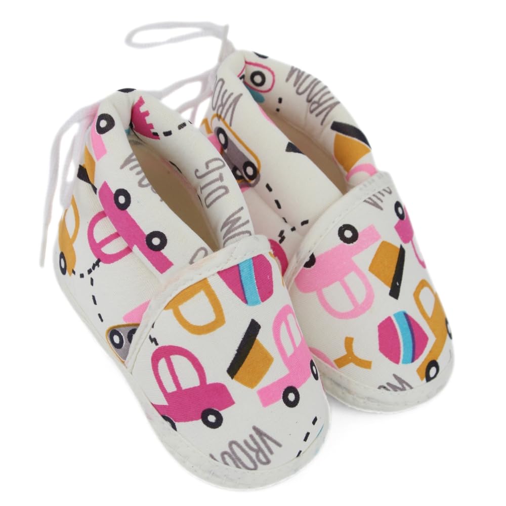 6 To 12 Months Baby Boys & Girls Newborn Soft Printed Cotton Baby Lace White & Pink Booties-BT5344-image-35