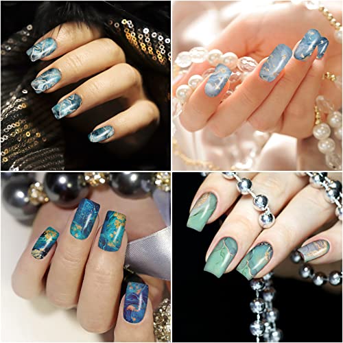 12 Sheets Marble Full Nail Wraps Bronzing Stickers, Nail Polish Strips Diy Self-Adhesive Nail Art Decals With 2 Piece Nail Files For Daily Party Decorations (168 Pieces) #TOP5