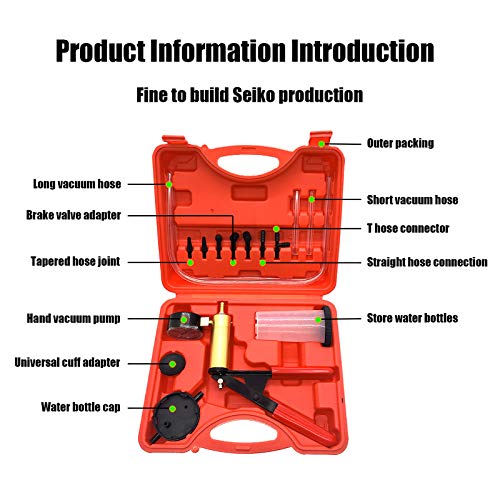 Brake System Bleeding Tools Brake Bleeder Kit Hand Held Vacuum Pump Test Set For Automotive,2 In 1 With Adapters Case(16Pcs) #TOP1
