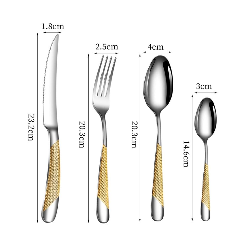 löffel 16-teiliges Set Edelstahl Messer Gabel Löffel Geschirr Set Western Steak Messer Gabel Löffel Geschirr für Haus, Küche oder Restaurant