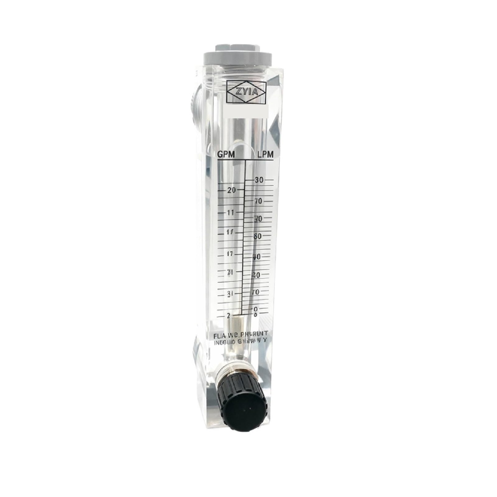 Medidor de Flujo rotámetro acrílico LZM-15ZT for Agua líquida, Gas, Montaje en Panel, Flotador, área Variable con válvula(0.05-0.5GPM)