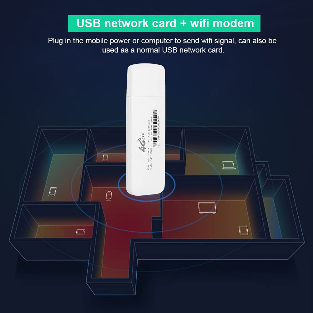 Fyearfly Adaptador de red USB 4G LTE, aumenta la conectividad inalámbrica, evita la congestión de la red, versión europea, enrutador inalámbrico portátil, fácil configuración