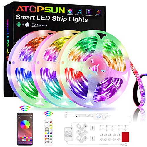 50ft Led Strip Lights, ATOPSUN 5050 RGB Color Changing Led Light Strips, Led Lights for Bedroom, Kitchen, Home Decoration (50FT)