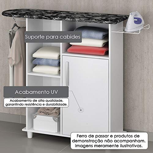 Armário com Tábua de Passar 308 com 3 Nichos e 1 porta - Acabamento UV Branco