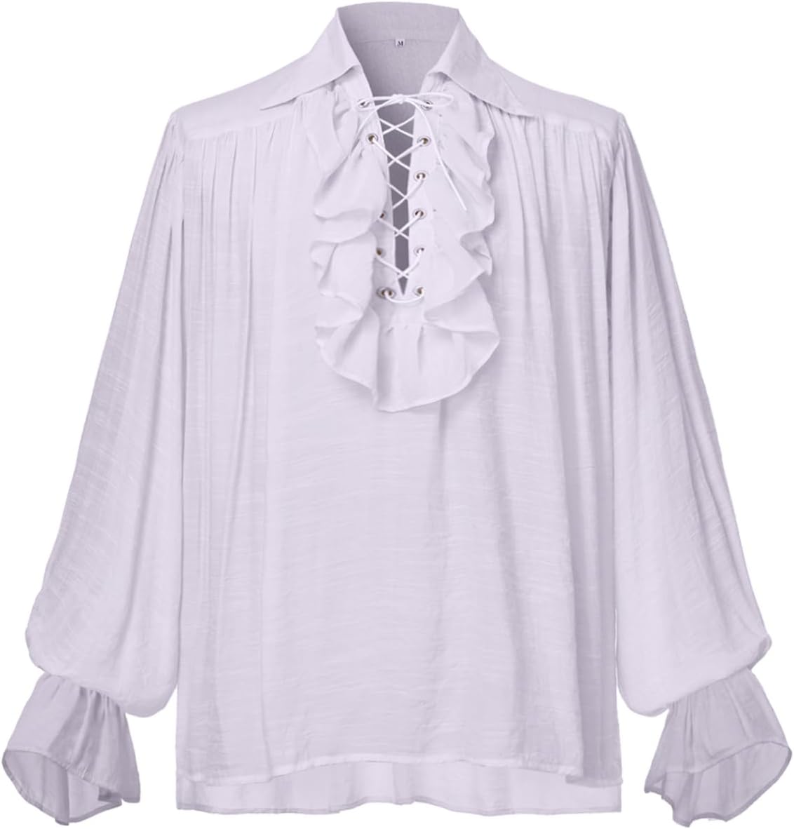 GRACEART Men Pirate Shirt Women Vampire Renaissance Shirts Victorian Ruffled Medieval Costume Cotton Linen Shirt