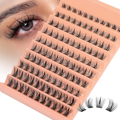 BBAUER Cluster Lashes 110 Pcs Lash Clusters Wispy D Curl Eyelash Extensions 10-16mm Eyelash Cluster DIY Lash Extensions at Home Individual Natural Eye Lashes (Anime-Natural)