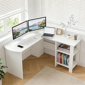 DUMOS Schreibtisch Computertisch Bürotisch mit Kopfhörer Halter und Aufbewahrungstasche Kleiner Schreibtisch Arbeitszimmer Holz PC Tisch Officetisch für Home Office