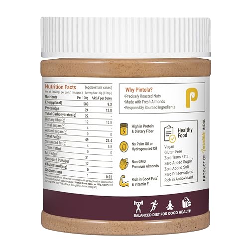 Image of Pintola All Natural Almond Butter (Crunchy) (350g) (Pack of 2)