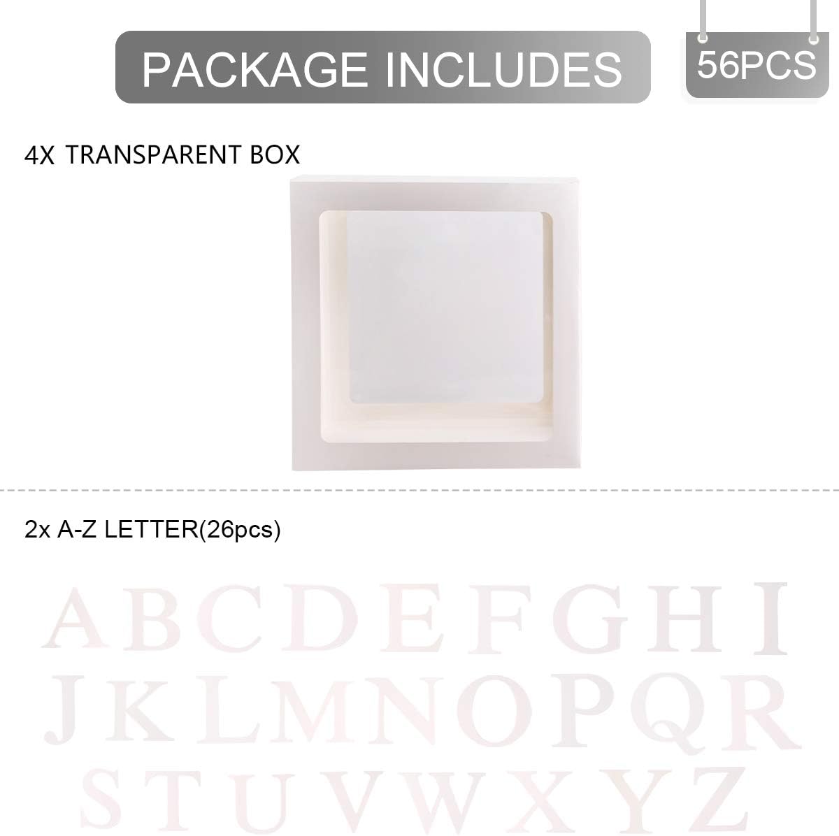 Baby Shower Balloon Boxes, 4Pcs Baby Boxes with 52 Letters(2 sets of A-Z) - Image 3