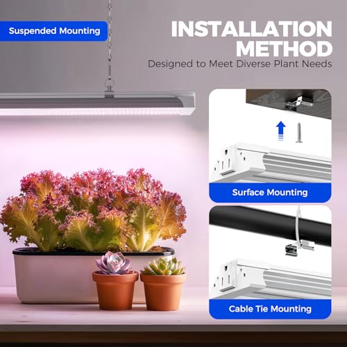 Image of Barrina TX72 4FT Grow Lights for Seed Starting, 72W(500W Equivalent), High PPFD, Full Spectrum, Linkable, Hanging Light Fixture, Grow Lights for Indoor Plants, Vegetables with On /Off Switch, 1 Pack