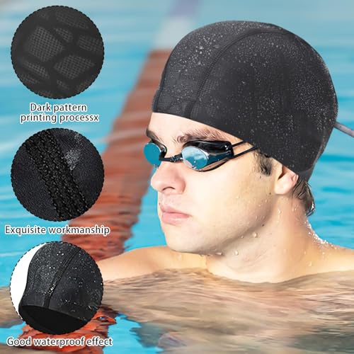 UOPJDD 2-Teilige Schwimmmütze, 2 Sätze Ohrstöpsel Und Nasenjacken, Elastische, Schnell Trocknende Duschkappe, Weich Und Bequem, Universell Für Männer Und Frauen Und Anti-Schlupf-Schwimmzubehör.