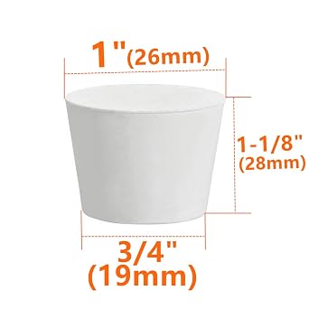 4pcs 4# Rubber Stopper White Tapered Lab Seal Solid Rubber Plug