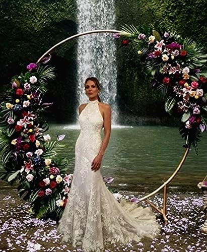Amazon.com: AngelaBride Vestidos de novia de encaje halter con lentejuelas  de playa para novia con tren, vestidos de baile de novia, talla grande,  Blanco, 26 : Ropa, Zapatos y Joyería