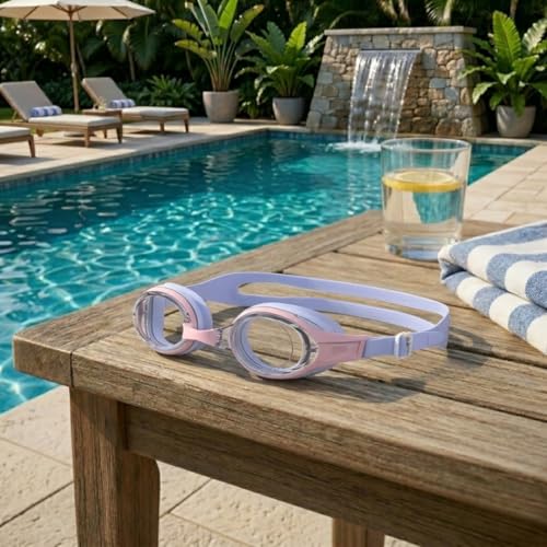 Image of BURNLAB Swimming Goggles for Kids, Clear Vision Pool Goggles for Boys & Girls, Easy Adjustable Strap (Blue and Pink)