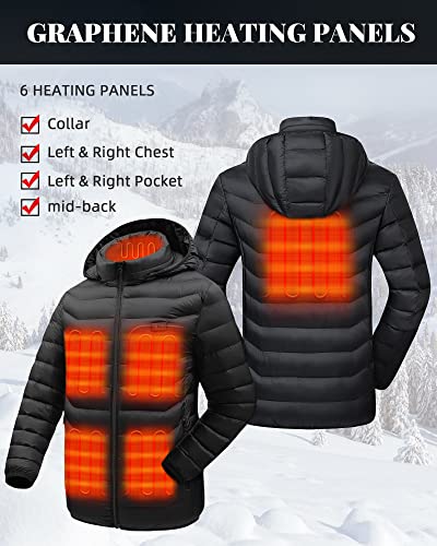 Venustas Heated Jacket With Battery Pack 7.4V (Unisex), 6 Heat Zones, Heated Coat For Women And Men With Detachable Hood #TOP1