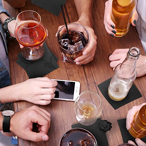 Black Beverage Napkins, 2-Ply Disposable Paper Napkins-Bar, Cocktail, Weddings, Birthday, Eu Made, (300 Count) #TOP4