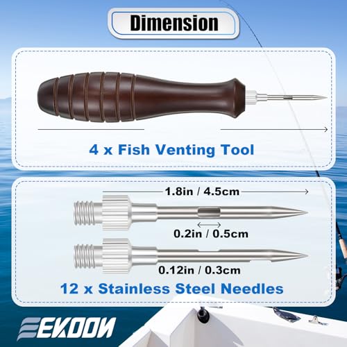 Image of Feekoon Fish Venting Tool, Venting Kit for Deep Sea Fishes with Stainless Steel Needle, Fishing Tackle for Saltwater Fishing Fish Release and Return (Patented)