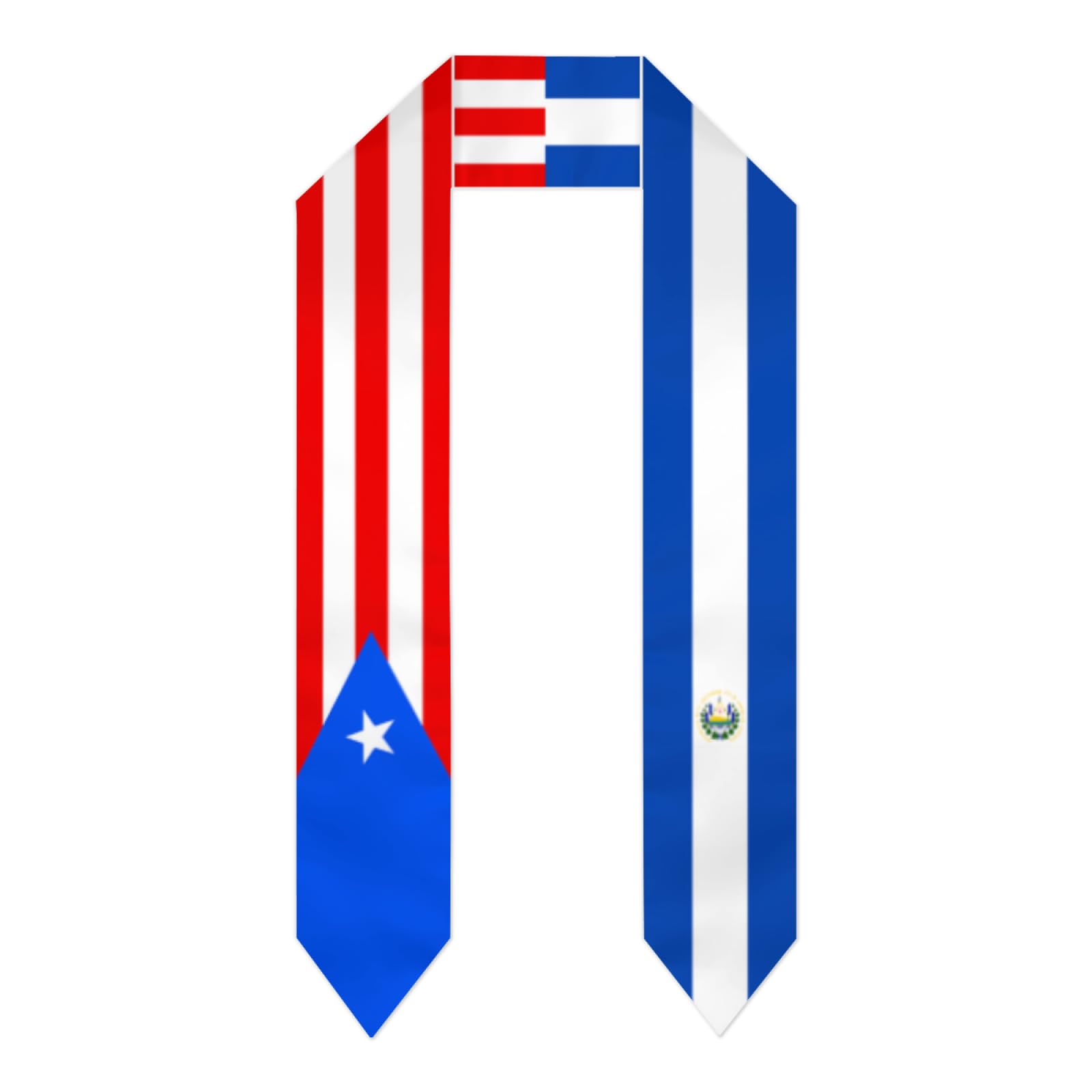 Puerto Rico El Salvador Salvadoran Flag Graduation Stole Shawl Sash for Men Women Unisex Adult Double Sided Lightweight Scarf Class of 2025 Graduate Gift for Study Aboard International Students