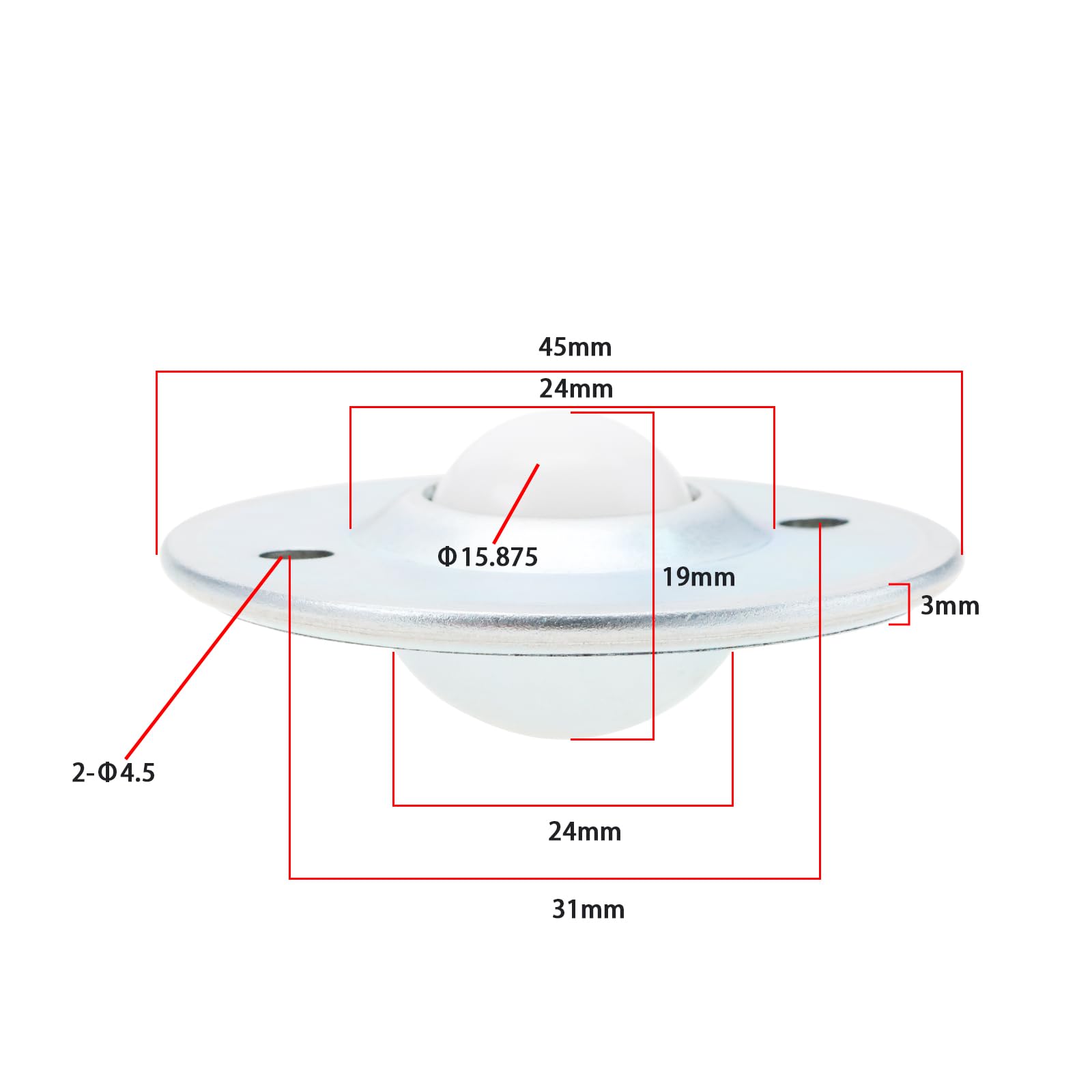 Lot de 12 roulettes universelles à roulement à billes à 2 trous CY-15B pour maison, canapés, vitrines, étagères