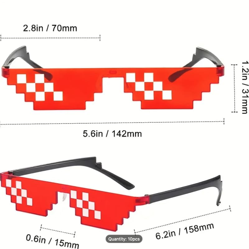 Image of Thug Life Sunglasses Pixel Gangsta Life Funny Shades (RED)
