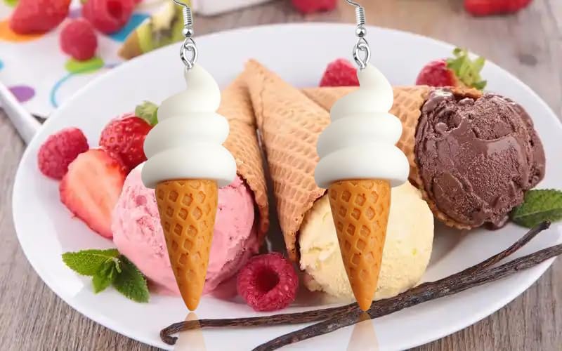 WUSUANED Ice Cream Cone Earrings Food Earrings Sweet Cone Jewelry Dessert Gift Ice Cream Lover Gift - Image 6