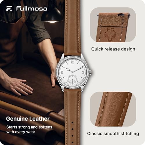 Image of Fullmosa Watch Band, Quick Release Leather Watch Strap Compatible with Samsung Galaxy Garmin for Men Women, Replacement Bands Width 12mm 14mm 16mm 18mm 19mm 20mm 21mm 22mm 24mm