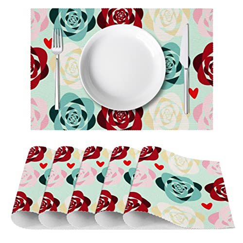 Sets de table roses thermorésistants et anti-rayures pour table de repas