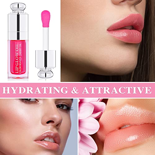 Hydrating Lip Glow Oil Lip Plumping Lip Oil Gloss Tinted Lip Balm Transparent Moisturizing Toot Lip Care Oil Non-Sticky Big Brush Head Nourishing Repairing Lip Lines And Prevents Dry Cracked Lips(015#) #TOP7
