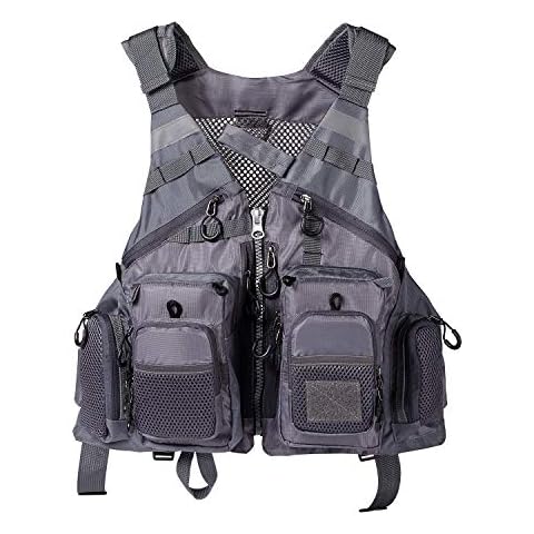 Lightbare Fly Fishing Vest Pack for Men with Pockets Photography Outdoor Jacket - grey - One size Cover