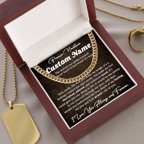 Custom Name Promise Necklace For Him, Personalized Men Promises Necklaces With Message Card, Promise Necklace Gift For Boyfriend Husband Fiance On Birthday Christmas Anniversary Graduation Day4