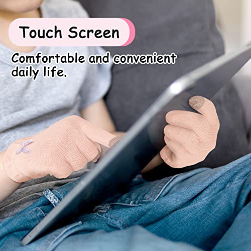 Evridwear Moisturizing Gloves For Kids, Extra Small 2 Pairs Cotton Glove With Touchscreen Fingers For Dry Hands Eczema, Spa, Hand Care, Day And Night Skin Therapy, Wristband (Pink Thin) #TOP4